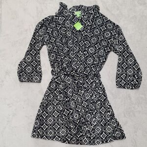 Vera Bradley Hooded Fleece Robe Women's SMALL/MEDIUM Concerto Black White